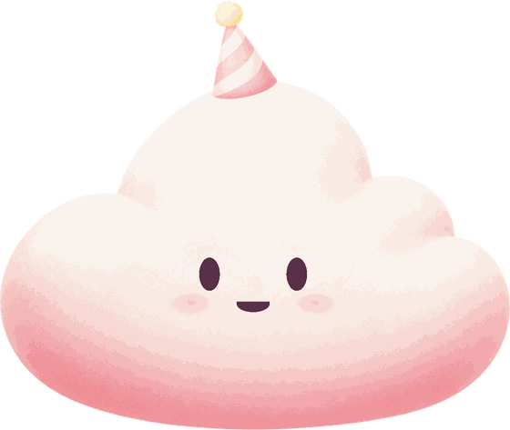 Caelia in a party hat